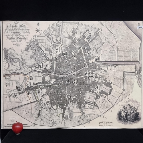 63 - A very large print of an 18th century map of the city of Dublin.