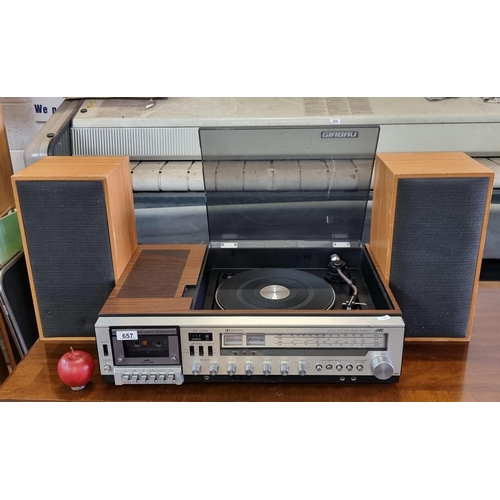 657 - A fabulous JVC MF-33 HiFi 3-in-1 music system including tape deck, radio and record player. Along wi... 