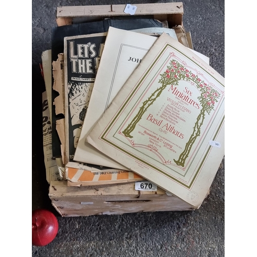 670 - A large collection of antique and vintage music books, including 'Six Miniatures' and 'Original Comp... 