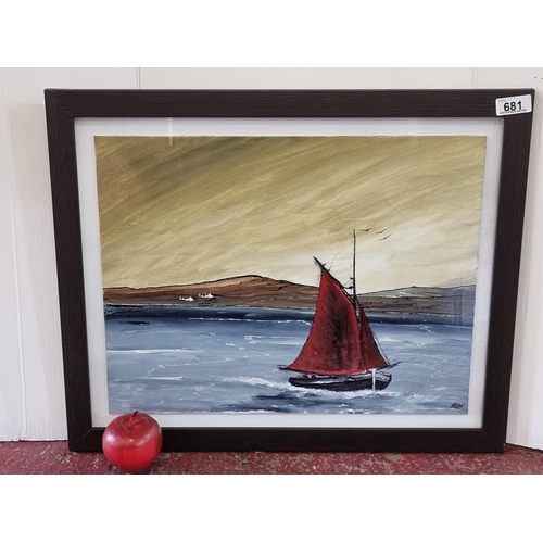 681 - An original acrylic on canvas board painting by klisted Irish artist Marcel Lindsay b1968, depicting... 