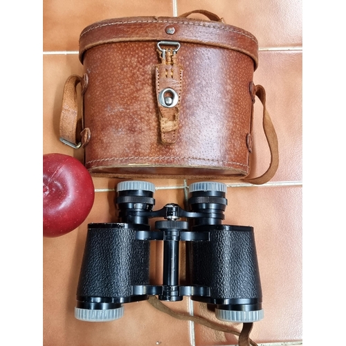 728 - A pair of cased Barco binoculars with lens protectors and carrying leather strap. Nice clean example... 