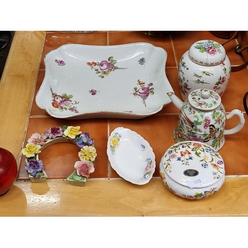 731 - A selection of ceramic serving items, including examples from Coalport fine bone china and Ainsley.