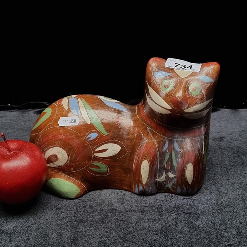 734 - A lovely vintage art pottery hand painted cat figure. From the fabulous huge house at 1 Wellington R... 