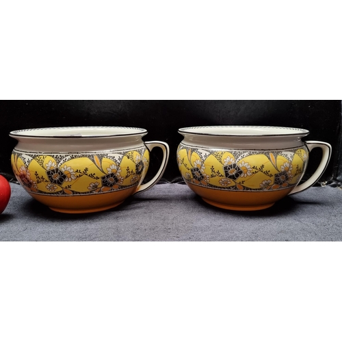 737 - Star lot : A beautiful pair of matching Wedgwood England Imperial Porcelain chamber pots, featuring ... 