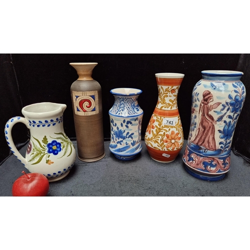 743 - A beautiful selection of porcelain and stoneware vases including a Jack O'Patsy Irish stoneware vase... 