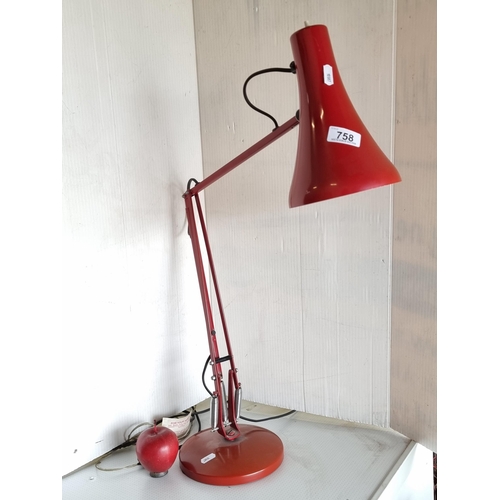 758 - A genuine Anglepoise adjustable desk lamp by Herbert Terry in the Model 90. Finished in a rich russe... 