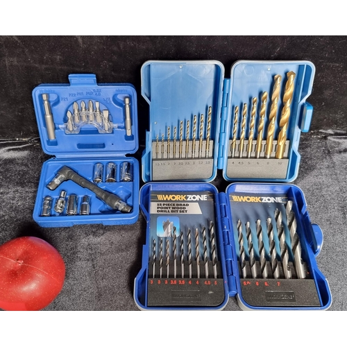 788 - Three as new DIY sets including a Powerfix socket set, a Parkside drill bit set and a workzone drill... 