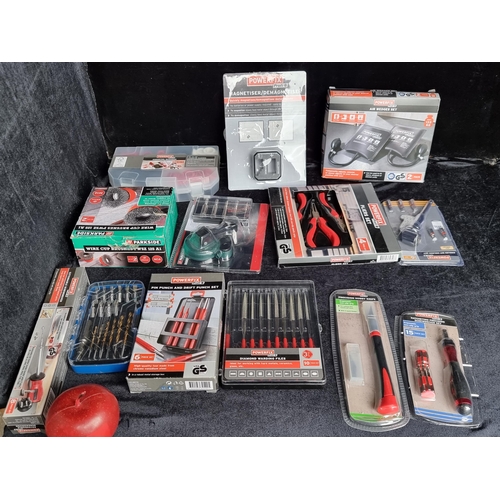 792 - A collection of brand new in original packaging DIY tools and items including Powerfix magnetiser, w... 