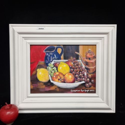 80 - A delightful original acrylic on board painting titled 'Gift of Fruit' by popular Irish artist Josep... 