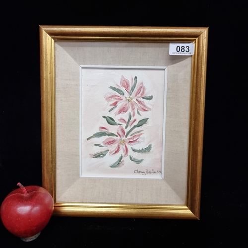 83 - A delightful original oil on canvas painting by the artist Cherry Brandon titled 'Pink Poinsetta' wi... 