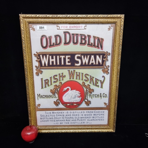 91 - A lovely print of an advertisement for White Swan Irish Whiskey.