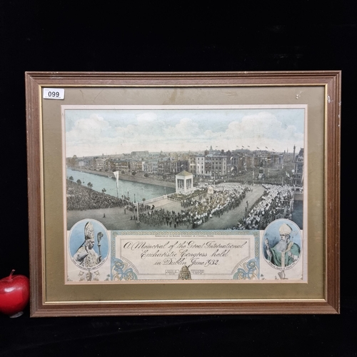 99 - An original lithograph celebrating the Eucharistic Congress in Dublin 1932 housed in an antique wood... 