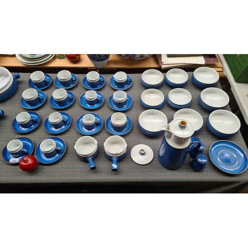 350 - A forty-five piece Denby tea service set, in shades of blue and white. Comprising of coffee cups, sa... 