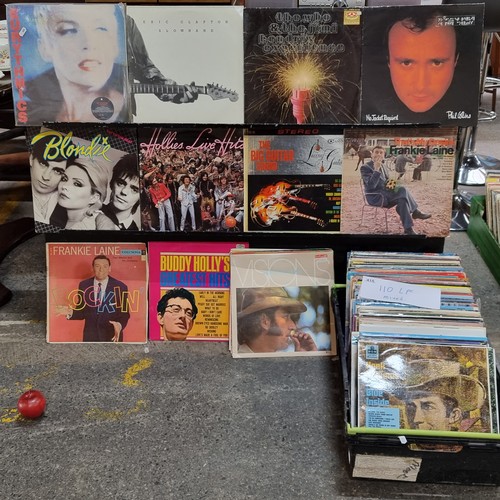 415 - One hundred and ten mixed vinyl albums, including Eric Clapton, Blondie, and The Eurythmics etc.