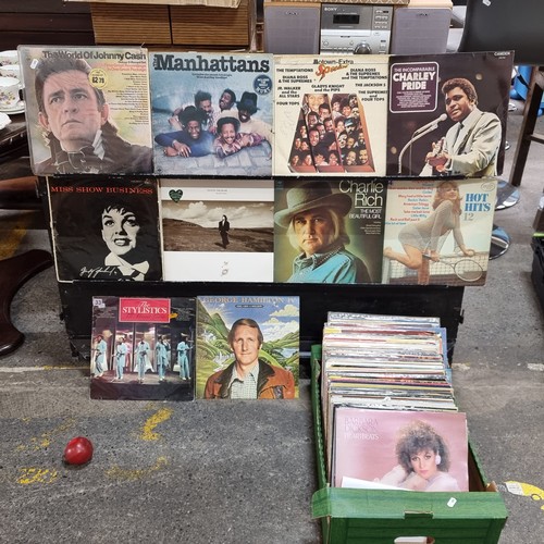 416 - One hundred vinyl albums, including Johnny Cash, The Manhattans and Charlie Pride.