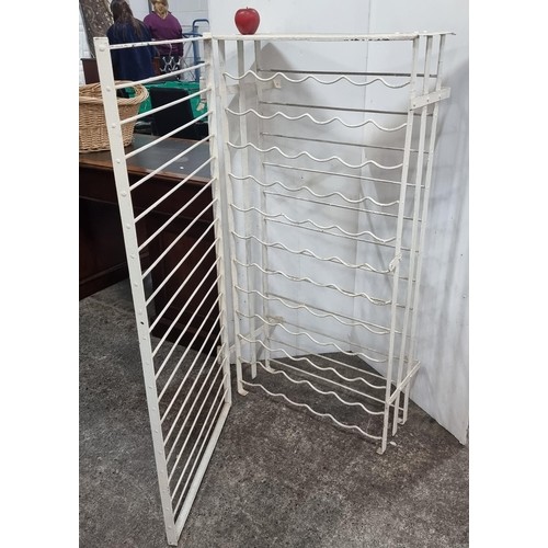 412 - A fantastic antique very heavy cast metal wall mountable wine rack with lockable front cage for safe... 