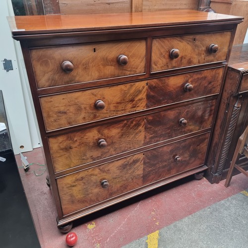 206 - Star Lot : A beautiful example of a Victorian chest of five drawers with a stunning burl walnut and ... 