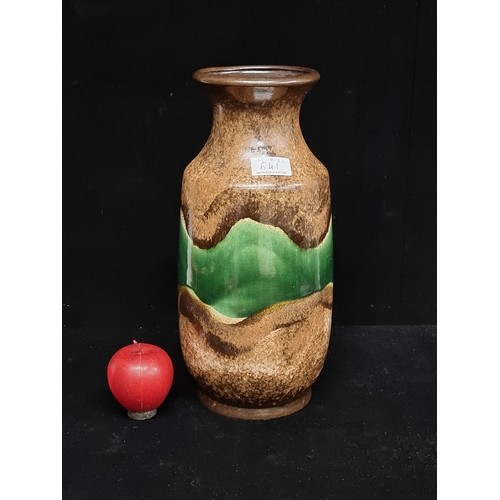 641 - A beautiful mid century German vase by Dumler Breiden, with fat lava glaze in the shades of forest g... 