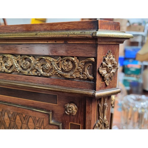 371 - Star Lot : An antique French gorgeous writing desk, with two doors to reveal shelves, and two pull-o... 