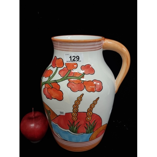 129 - A stunning, very large ceramic jug designed after Clarice Cliff for Newport Pottery, in the 'Bizarre... 