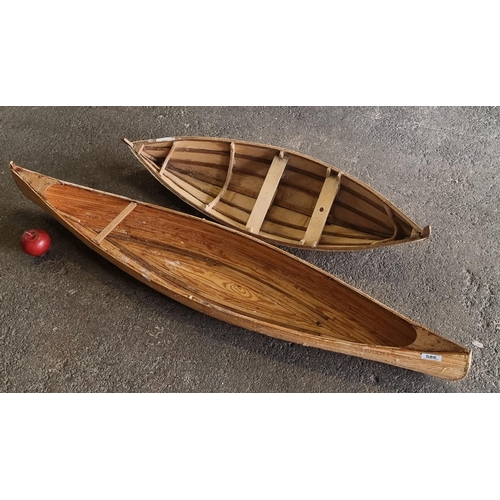 586 - A nice pair of very large scratch built wooden boats, including a canoe and an Irish Currach. (use a... 