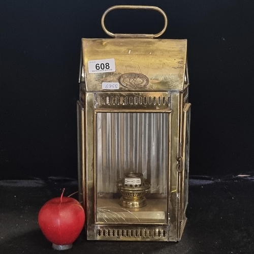 608 - A vintage Christopher Wray of London marine lantern converted to electricity. SD to one glass pane.