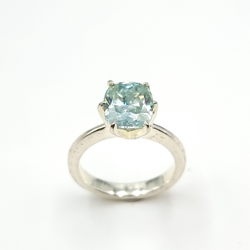 702 - A stunning sterling silver facet cut Blue Topaz ring. Ring size: P. 144  New from the gem company RR... 