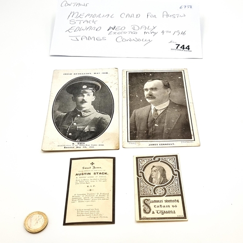 744 - Four items Including an original postcard of Edward Ned Daly, Commandant of the North West Dublin Ar... 