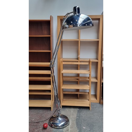 754 - A fantastic floor standing articulated lamp in a polished chrome finish in a angle poise style. with... 