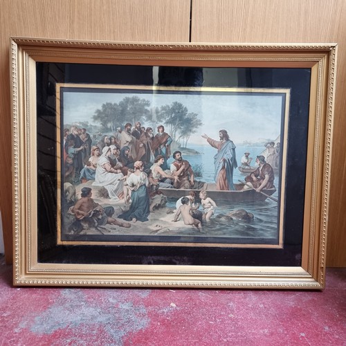 751 - Star Lot :Two very large 19th century chromolithographs of biblical scenes involving Jesus. Housed i... 