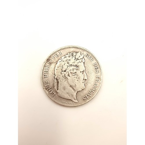 12 - A five Franc Louie Phillippe silver coin, dated 1832. In fine condition.