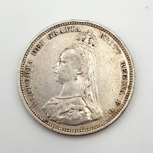 20 - Four Queen Victoria old head silver coins, consisting of three Florins and a shilling. All in fine c... 