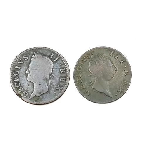 7 - Two George II Irish Ha'Penny coins, dated 1749 and 1766. Coins are in good condition with lots of de... 