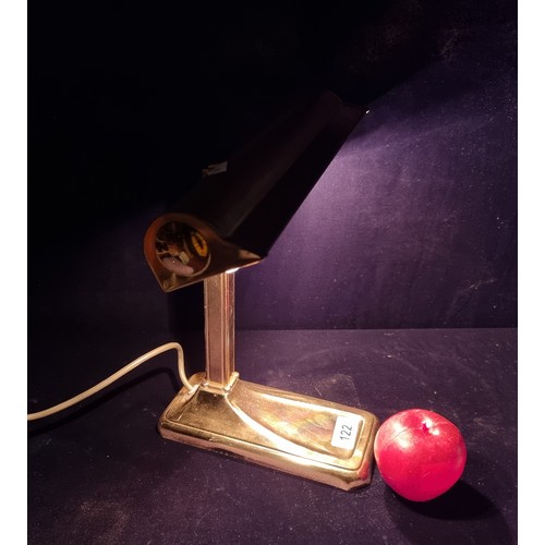 122 - Star Lot : A stunning mid-century, Christopher Wray solid brass banker's lamp. With adjustable shade... 