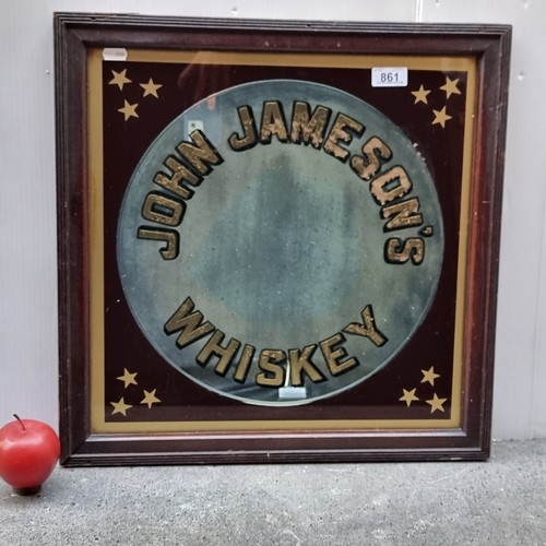 861 - A magnificent, 100% original advertising mirror for John Jameson & Sons Whiskey. A square, framed ex... 