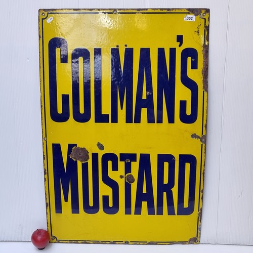 862 - A striking, and very heavy 100% original enamelled advertising sign for Colman's Mustard. In the ico... 