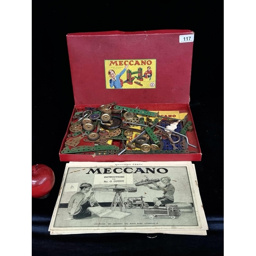 117 - A vintage Meccano metal building model parts, with instruction booklets and in original box.