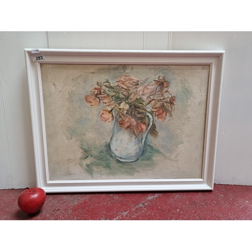 283 - Star Lot: A beautiful original oil on canvas still life by popular Irish artist Stella Steyn. Featur... 