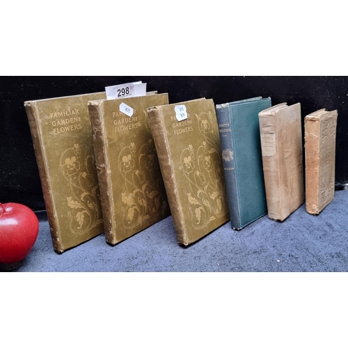 298 - Six antique hardback antique books concerned with gardening and horticulture including 