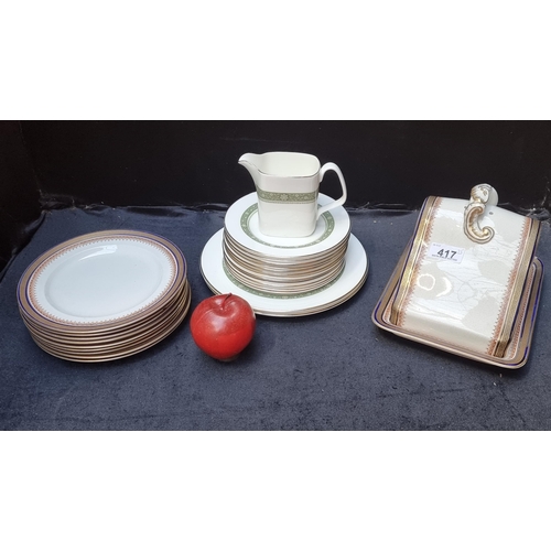 417 - A selection of 25 pieces of antique and vintage china, including a pretty Boothes cheese dish (sd)  ... 