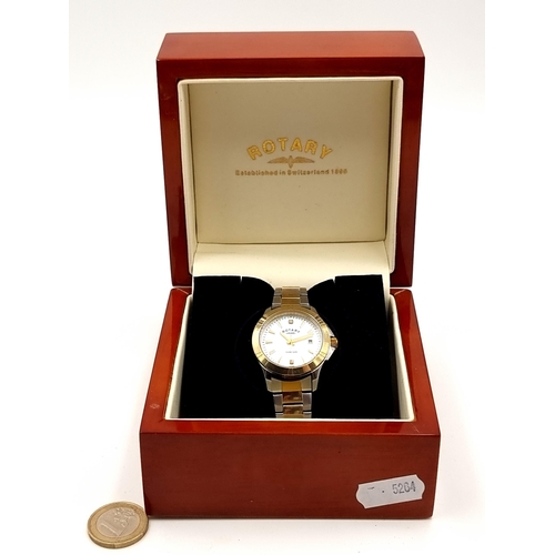 45 - A Rotary designer wrist watch, featuring fabulous Diamond accents to dial. Dial set with Mother of P... 