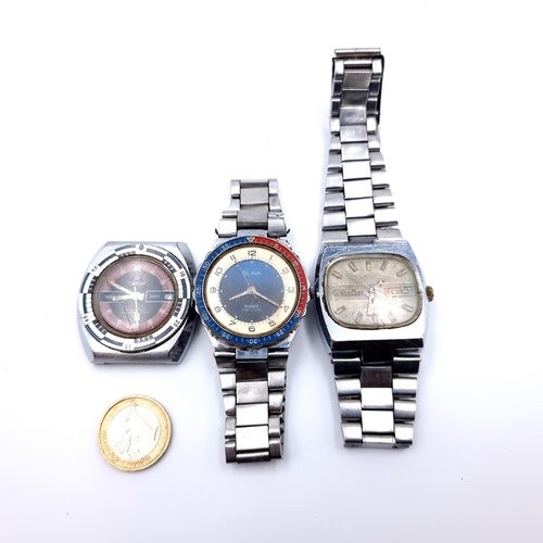 518 - A collection of three vintage watches, which includes an Orion example.