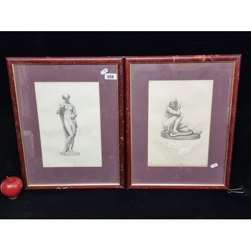 58 - Two prints of engravings of two classical statues including 