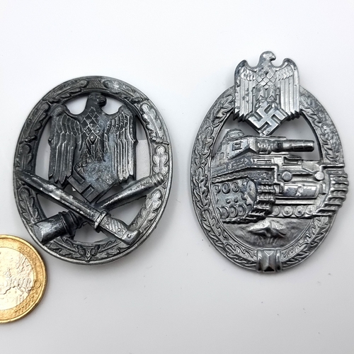 6 - Two German World War II army badges, including an Panzer Assault Gablonz badge. Together with a Gene... 
