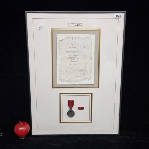 75 - A fantastic original framed example of a German Eastern Medal along with the award letter. The Easte... 