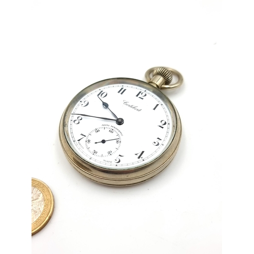 836 - A super clean Cortebert Swiss made pocket watch, lovely large face and ticking away