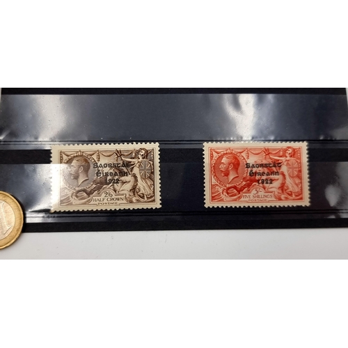 851 - A super pair of Un mounted mint 1922 Seahorse stamps 2/6 and 5 shillings with the free state stamp. ... 