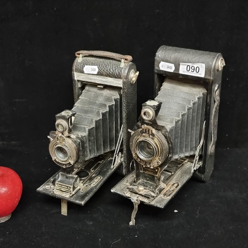 90 - Two antique Kodak folding bellows cameras, including a No.2-C Autograph Brownie model (circa 1917), ... 