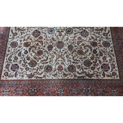 672 - Star Lot : A beautiful Persian hand made, hand knotted very large floor rug with lovely warm browns ... 