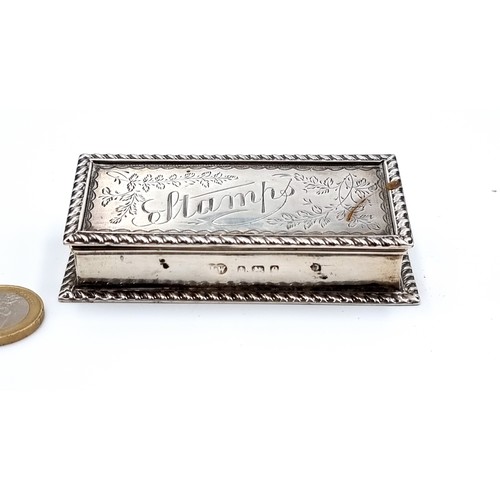 39 - A great example of a three sectioned sterling silver stamp box, which features a foliate design and ... 